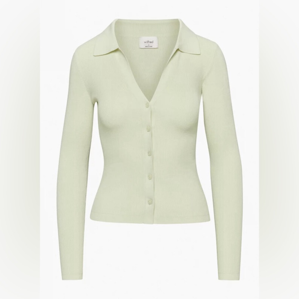 Wilfred Cove Sweater Button Up Polo green with tag